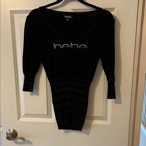 Bebe Black Top with Silver Accents